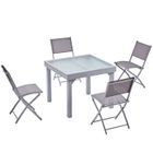 CONCEPT USINE Molvina 4 : table de jardin extensible en aluminium 8 personnes + 4 chaises