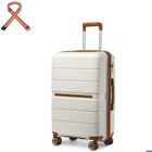 British Traveller Valise Moyenne 66x44x28.5cm Rigide Soute en Polypropylène Valises de Voyage à 4 roulettes et Serrure TSA, Crème