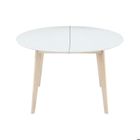 Miliboo - Table à manger scandinave ronde extensible blanc et bois L120-150 cm LEENA