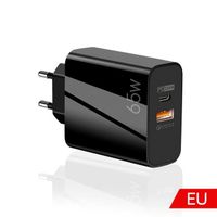Chargeur GaN PD 65W QC3.0 avec câble usb type c, charge rapide, pour iphone 11-13-12 Pro, Apple, iPad, samsung, hua EU black BY