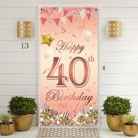 Bannière d'anniversaire 40 ans - Or rose - 40 ans - Décoration de fête d'anniversaire - Toile de fond - Grande taille 40 - Poster de