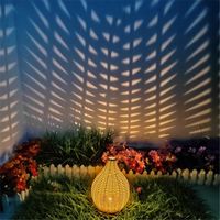 Lampe solaire LED en rotin - brun - décoration de jardin - imperméable