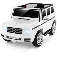 COSTWAY Mercedes-Benz G500 - Voiture Électrique 12V/7 Ah - 4 Moteur, 3-7 km/h, Télécommande 2.4G, LED, MP3, USB, 3 +Ans, Blanc