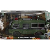 Camion militaire roues libres - LIAM ACCESS - Avec soldat et mitraillette - Vert - Pour enfant de 3 ans et plus