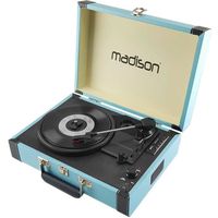 Malette tourne-disques - MADISON RETROCASE-CR - Bluetooth, USB, SD - Enregistrement vinyles - Bleu