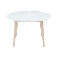 Table à manger ronde extensible blanc et bois - MILIBOO - LEENA - 4 places - Contemporain - Design