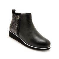 Boots Femme - Marque - Double Glissière - Cuir - Noir uni - Talon Large - Hauteur 12cm