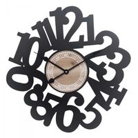 Grand horloge murale en métal noir décoratif design industriel élégant original 60 cm 26969RGSG