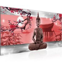 Runa art Tableau Décoration Murale Bouddha Feng Shui 100x40 cm - 1 Panneau Deco Toile Prêt à Accrocher 504912a