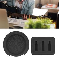 SALALIS Tapis de sourdine de guitare + couvercle de trou sonore noir en silicone accessoires d'instruments de musique (Noir)