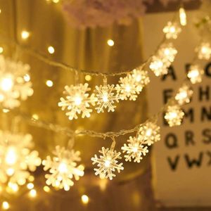 GUIRLANDE D'EXTÉRIEUR Guirlande lumineuse de flocon de neige 6M 40 Pcs LED à piles fairy lights Monochrom à deux modes et décoration brillante fou[m3937]