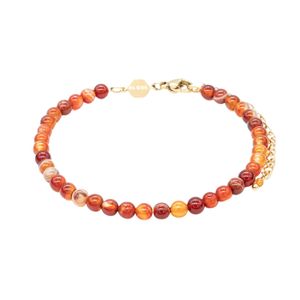 Bracelet Argent Sterling 925 Fait Main Avec Pierre Cornaline Rouge - Réglable