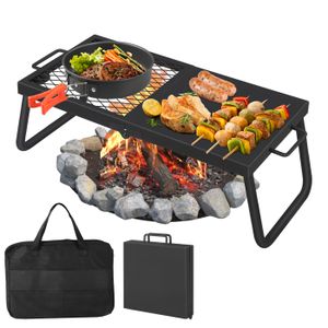 Grille De Camping Pliable - Support De Poêle En Acier Inoxydable Pour Feu De Camp, Randonnée Et Cuisine En Plein Air