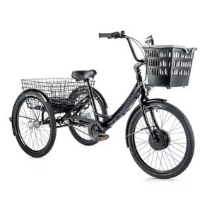 VÉLO ASSISTANCE ÉLEC Tricycle électrique - Leader Fox Lovelo 2023 Bafang - Noir - Moteur roue avant - Panier avant et arrière