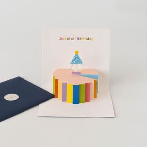 FAIRE-PART - INVITATION Faire-part - invitation,Carte de joyeux anniversaire avec enveloppe 3D,cartes de vœux Pop-Up pour gâteau - F8055[D4746]