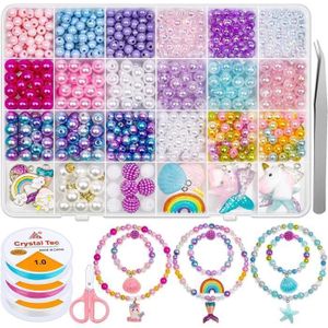 Bracelet Licorne Fille - Cristal Rose, Breloques Magiques, Cadeau Anniversaire 6-12 Ans