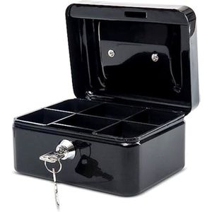 Boîte à Monnaie Métallique Verrouillable Avec Serrure à Combinaison - 15x12x7,7 Cm Noir, Plateau Amovible