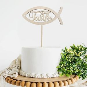 Figurine décor gâteau Décoration De Gâteau En Bois Pour Baptême Ou Commu