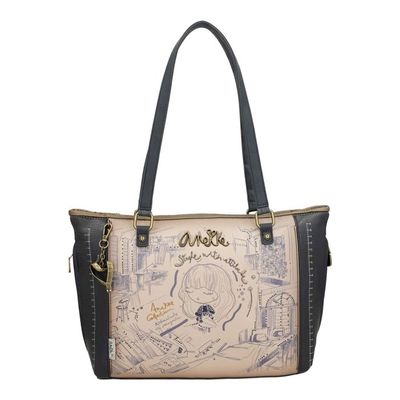 Sac à épaule - ANEKKE - Boutique Crossbody Bag L - Bleu foncé/beige