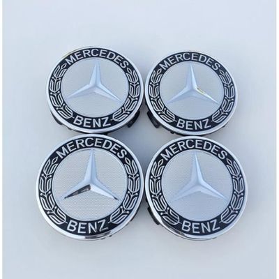 LOT 4 Caches Moyeu Emblème Mercedes Logo Jantes Centre Roue Noir 60 mm