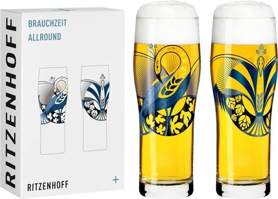 RITZENHOFF Sparkle Allround 3981003 Lot De 2 Verres Universels, 500 Ml, Pour Boisson Gazeuse, Avec Motif De Ginko, Fabriqués En Allemagne