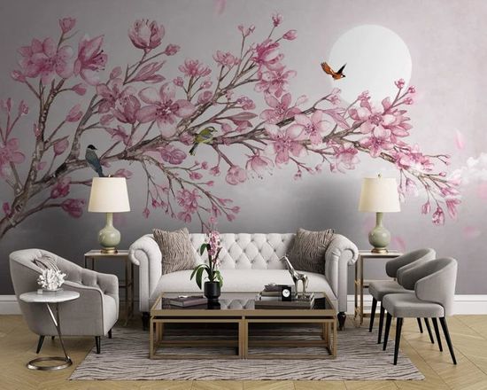 JMRWALLPAPER Papier Peint Panoramique 3D Fleur De La Plante Tropicale Fleur Et Oiseau Papier