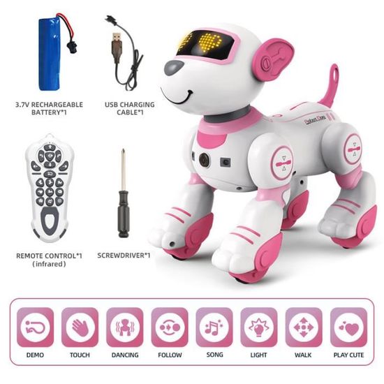Intelligent robot chien enfant mini chien de compagnie induction contact  lumière et son jouet électronique pour chien de compagnie 3 + | peluche