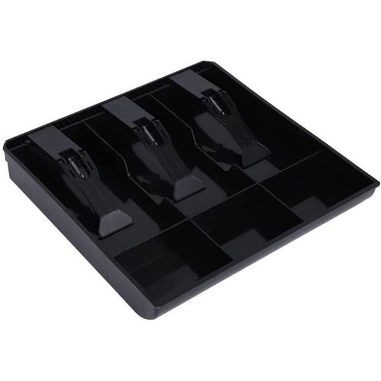 Plateau D'insertion Pour Caisse Enregistreuse - 4 Compartiments Billets, 3 Pièces - Plastique ABS Noir - 32x24.5x3.5 Cm - 7