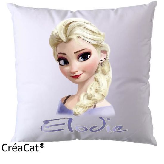 Déco Chambre Frozen Coussin Personnalisé La Reine Des Neiges Avec Prénom - 42x42 Cm - Multicolore Peluche Reine Des Neiges