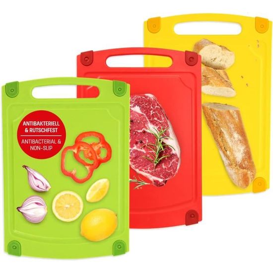 Lot de 6 planches à découper rectangulaires en plastique Vert A506