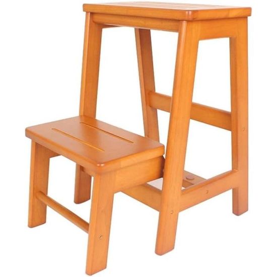 Escabeau Pliant 3 Marches En Bois Massif – Tabouret Multifonction Pour Changer De Chaussures, Repose-pieds Ou Petite Chaise – Gain De Place Et Pratique