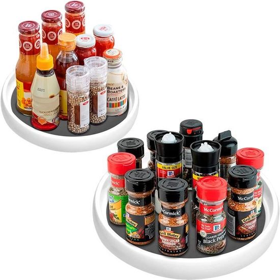 Organisateur Frigo Rotatif Lazy Susan Rectangulaire 40x30cm - Plateau Tournant Réfrigérateur Épices Lazy Susan 40x30cm