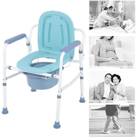 Chaise percée  - fauteuil roulant percé - chaise de douche - seau amovible, accoudoirs - hauteur réglable -POU HB068