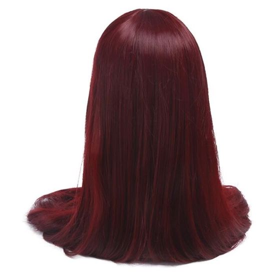 Perruque Synthétique Courte Rouge Lisse - Avec Frange, Bonnet Moyen, +4 Bonnets Offerts