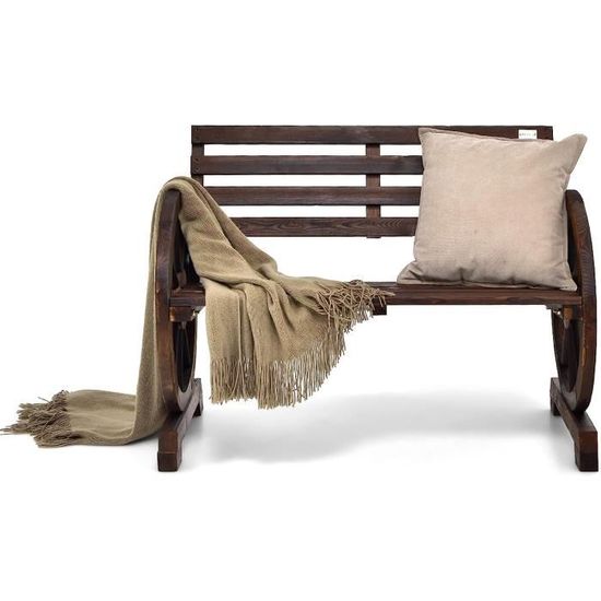 GOPLUS Banc Extérieur Jardin Acier 2-3 Places 123x60x81cm Motif Oiseau - Banquette Rose Charge 280kg