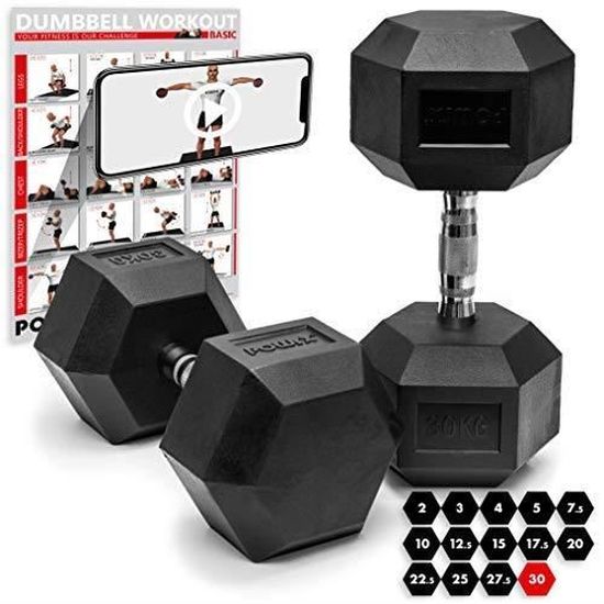 Paire d'haltères - 2 x 15 kg - Haltère professionnel en caoutchouc monobloc - Poids musculation Paire d'haltères - 2 x 15 kg - Haltère professionnel en caoutchouc monobloc - Poids musculation