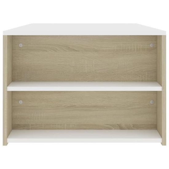 ABB Table basse Blanc et chêne sonoma 100x60x42 cm Aggloméré - Qqmora ...
