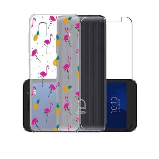 Kit De Protection Complet Pour Alcatel 1C 2019 : Verre Trempé + Coque Transparente