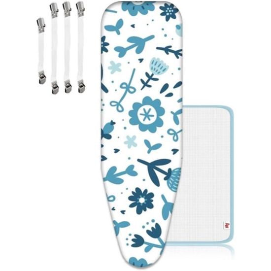 Housse De Table à Repasser 160x60 Cm – Motif Floral, Rembourrage Feutre 6 Mm, Cordon De Serrage