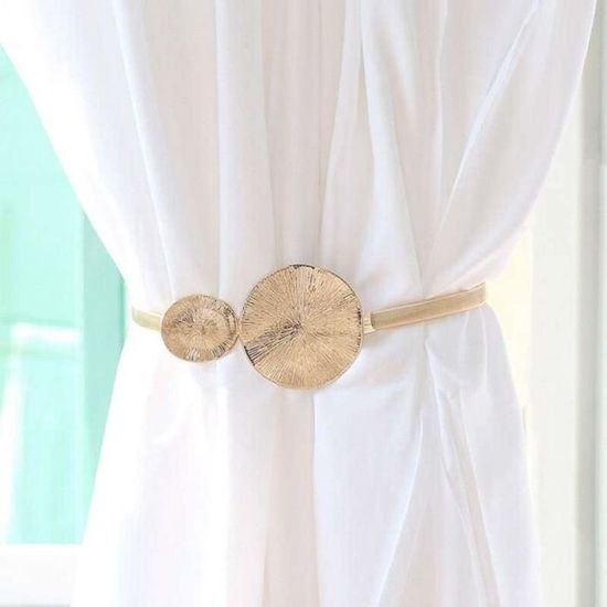 Lot De 2 Embrasses à Rideaux Métal Lina - Design Élégant Doré Pour Une Décoration Raffinée