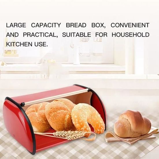 BRUCE24105-A Boîte à pain Rouge Métal Stockage de Cuisine Récipient -TUN
