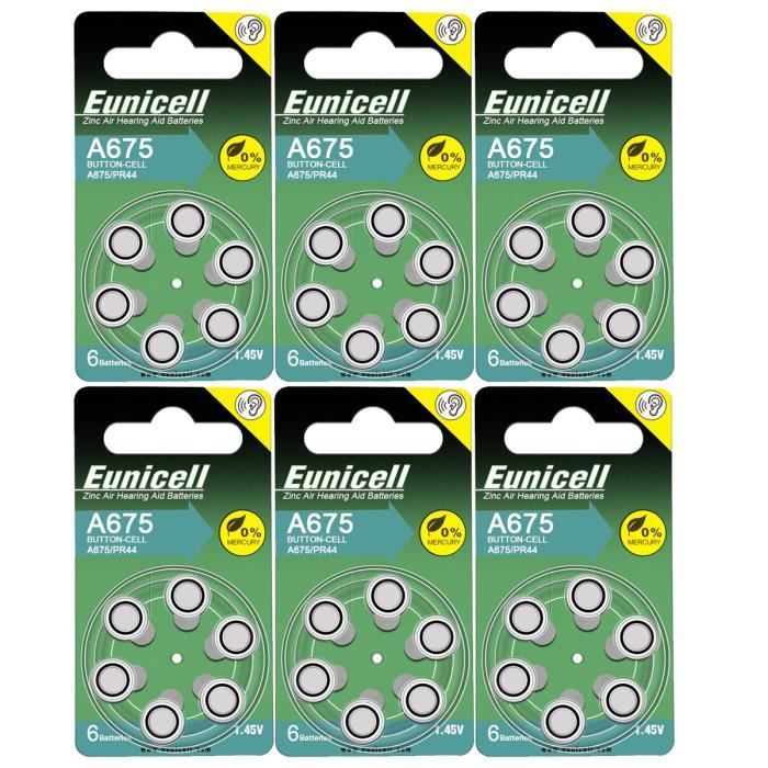 Lot De 6 Piles Bouton A10 Pour Appareils Auditifs - 1,45 V, Respectueuses De L'environnement
