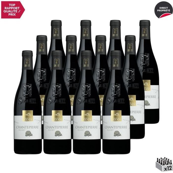 Côtes du Rhône Villages Séguret Chantepierre Rouge 2019 - Lot de 12x75cl - Domaine de la Pigeade - Vin AOC Rouge de la Vallée du Rhô