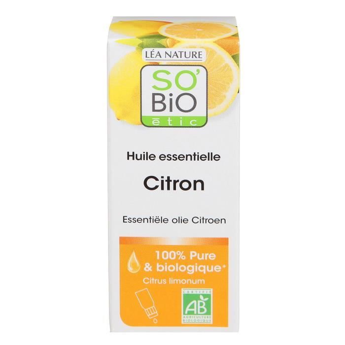 SOBIO Huile essentielle citron - Bio - 15 ml - Assainissante