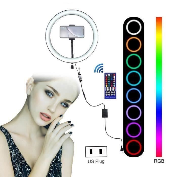 Ring Light 9 pouces avec support de téléphone Tête de berceau 8 modes de lumière Vidéo RGB LED Light @whicloud517