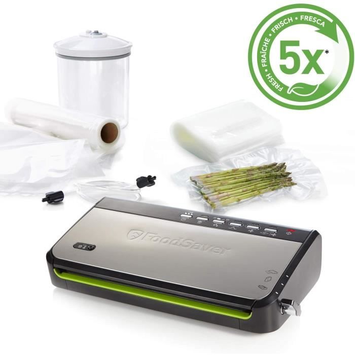 FoodSaver FFS005X Machine sous Vide avec Compartiment de Rangement pour Rouleau et Cutter, Fonction Pulse pour Aliments Fragiles, In