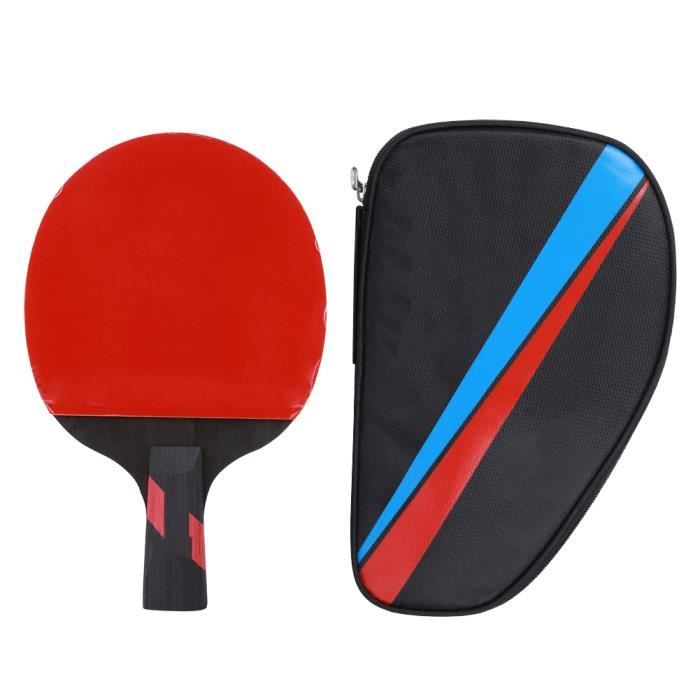Raquette de Tennis de Table Compétition d'Entraînement Pagaie de Ping-Pong Équipement Sport avec Sac Rangement(manche court )-RAC