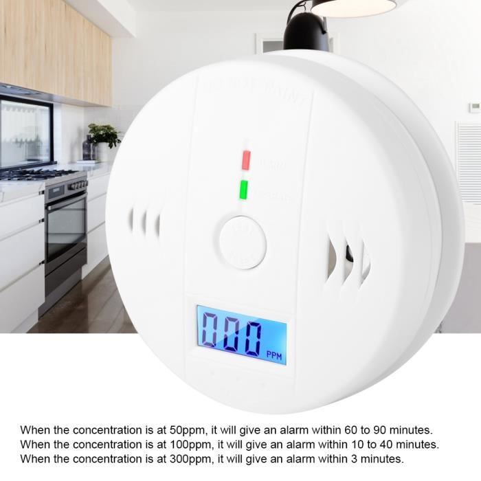 Détecteur d'alarme de monoxyde de carAIMe d'affichage à LED Détecteur d'avertissement de gaz toxique-fumée(batterie non incluse)-SEC
