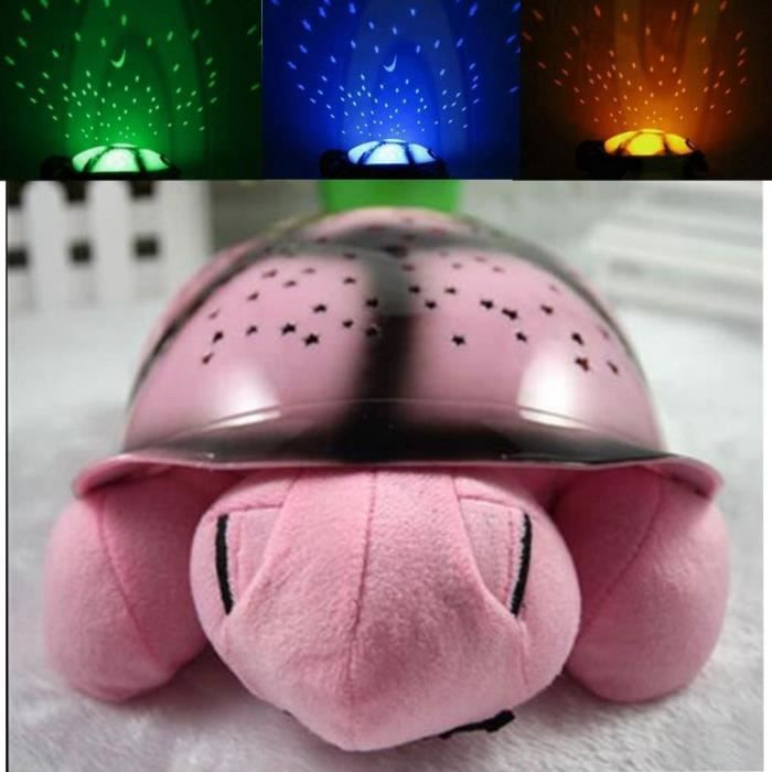 Pink - Tortue musicale Night Light + câble USB étoile étoilé projecteur ciel pour les cadeaux des enfants tortue lampe veilleuse