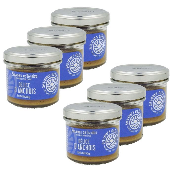Lot 6X Délice d'anchois - Saveurs estivales - pot 90 g